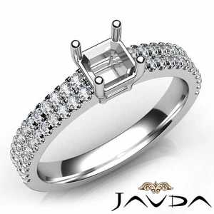 Double Prong Setting Asscher Semi Mount Diamond Engagement Ring Gold 14k 0.50Ctw - Picture 1 of 29