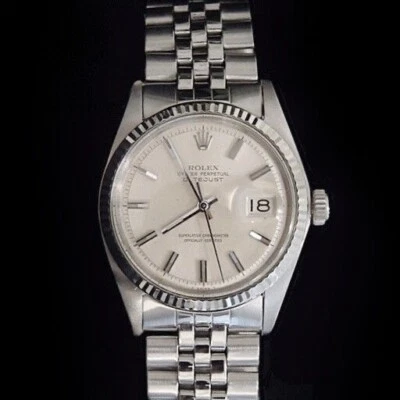 Rolex Datejust Men Stainless Steel 18K White Gold Watch Jubilee Silver Dial 1601 - Image 1 of 4