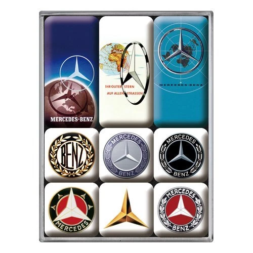 Mercedes Benz Logos set of 9 mini fridge magnets (na)