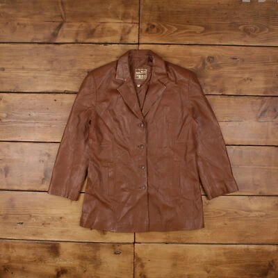 Chaqueta de cuero vintage Vera Pelle XL 70 Blazer marrón italiano para mujer Foto 1 de 4
