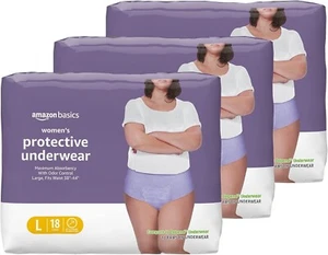 Amazon Basics Women's Incontinence Postpartum Underwear, Large, L, 54 ct - Picture 1 of 4