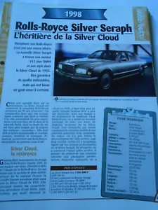 Rolls Royce Silver Seraph 1998 Fiche Technique Auto - Foto 1 di 2