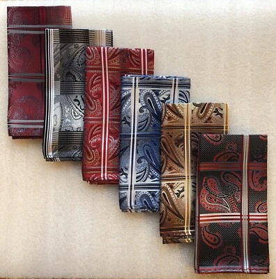 "Paquete de 6 cuadrados de bolsillo para hombre de 10,5"" cachemira paquete único traje de boda artesanía" Foto 1 de 4