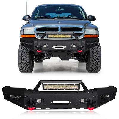 Tenpo For 1998-2003 Dodge Durango New Steel Front Bumper W/Winch Plate+LED Light - Image 1 of 4