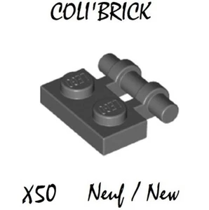 Lego 2540 - 50x Plaque / Plate modified 1x2 handle - Dark Bluish gray - NEUF NEW - Imagen 1 de 1