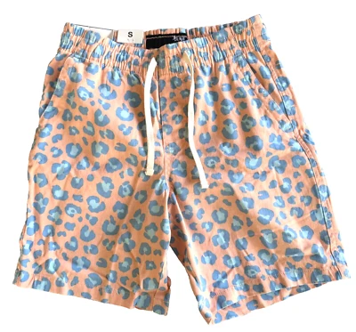 PLUGG CLOTHING Men's Pull On Stretch Shorts (7” SMALL 29 31) PASTEL LEOPARD New - Image 1 of 4