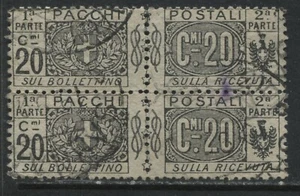 Italy 1917 Parcel Post 20 centesimi block of 4 (2 pairs) used - Bild 1 von 1
