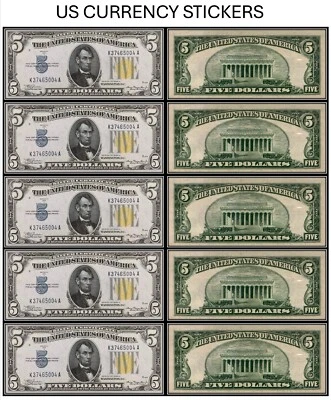 $5 Five Dollar 1934-A Silver Certificate (US CURRENCY STICKERS) Lot Of 5 - Image 1 of 4