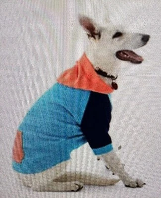 Land's End Med Fleece DOG Hoodie colorblock sweatshirt Coat cotton blend NWT - Imagem 1 de 4
