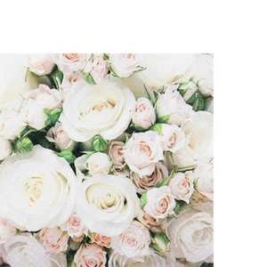 20 Small Cocktail Napkins Romantic Roses Roses Flowers Wedding Love 25x25cm - Picture 1 of 1