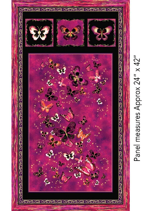 Bonita tela de algodón Benartex 24" panel Butterfly Jewel dorado mariposas Foto 1 de 1