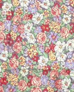 "Tela vintage Peter Pan floral Cottagecore púrpura rosa rojo blanco amarillo 81""x45""" - Imagen 1 de 5