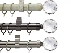 Curtain Pole Metal Chrome Black Cream 19mm Milano Finials Rod Rings Fittings - Picture 1 of 12