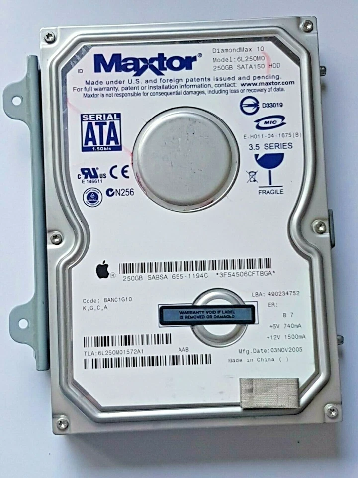 250 GB SATA Maxtor Diamondmax 10 202.9oz250M0 HDD 7200RPM 8MB 3,5 " Hard Disk - Image 1 of 1