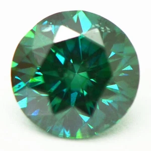 Round Cut Diamond Fancy Green Color Loose SI2 Enhanced 0.41 Carat IGI Certified - Picture 1 of 7
