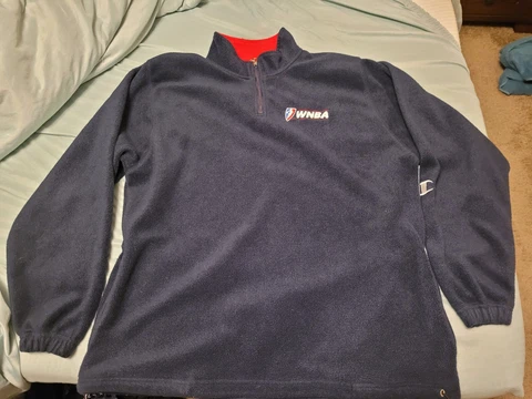 VTG Champion WNBA Basketball 1/4 Zip Fleece Jacket Pullover Blue READ DESCRIPTIO Cover