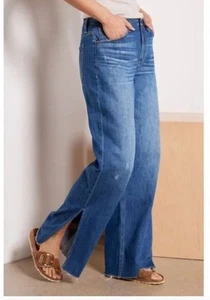 Jeans Evereve Ever Slouchy vita alta gamba larga in "lavaggio medio risciacquo" taglia 30 usati in ottime condizioni - Foto 1 di 16