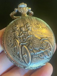 VTG Silver Tone Lucerne Antimagnetic Pocket Watch Mercedes Drive Car Lady Floral - Imagen 1 de 12