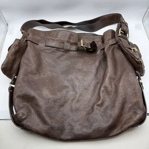 Kooba Leather Brown Shoulder Bag Tote Purse Side Pockets Pouches - Picture 1 of 13