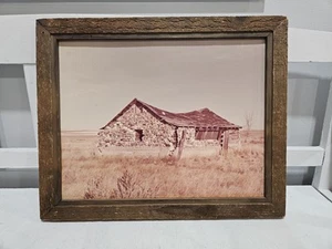 Vtg Abandoned Montana Home In Handmade Rustic Wood Frame - Picture 1 of 11