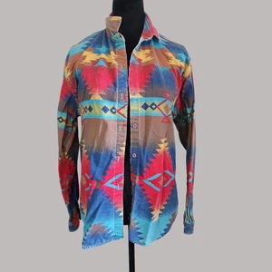Vintage Woolrich shirt Button-Up L Southwest Aztec Pattern USA earthcore nature - Picture 1 of 4