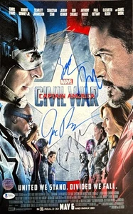 Póster Stan Lee, Rudd, +3 autos firmados 12x18 Marvel Civil War Cap America BAS - Imagen 1 de 3