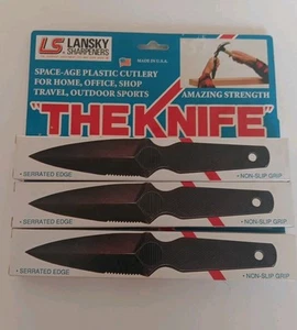 Lot Of 3 Lansky Sharpeners The Knife 3.5" Fixed Blade Knife Black Mfg 1991 - Picture 1 of 8