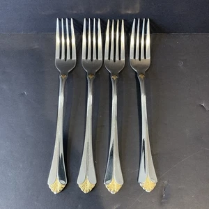 Towle SANTA BARBARA GOLD 18/8 Stainless Flatware Dinner Fork 7.5" Lot of 4 - Picture 1 of 6