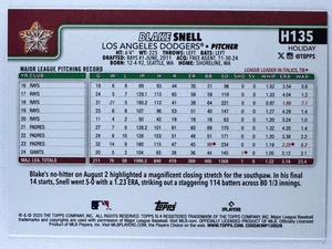 BLAKE SNELL 2025 Topps Holiday #H135 HOLIDAY BACK VARIATION SP LA Dodgers - Picture 1 of 3