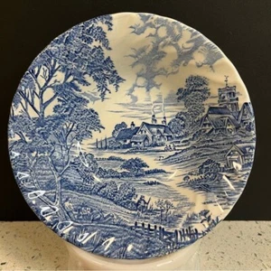 Vintage RIDGWAY Soup Bowl Ironstone Meadowsweet Blue and White Scenic 6" x 2" - Picture 1 of 10