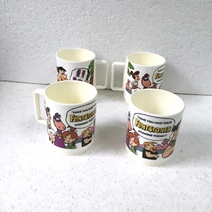 Lot of 4 1988 Flintstones Cup Mug Deka Vintage Fred Wilma Dino Mail Away Vitamin - Picture 1 of 12