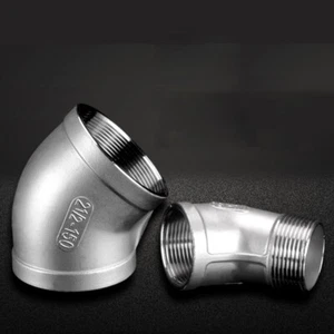 Conector de montaje de tubería macho/hembra codo 45 grados acero inoxidable 1/8"-4" - Imagen 1 de 25