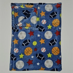 Baby Gear Blue Sports Ball Blanket Lovey Football Soccer Basketball Base Stars - Picture 1 of 5