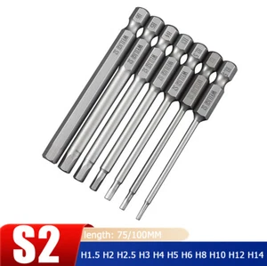 1/4" Hex Screwdriver Bit Set Hex Security Magnetic Head 75/100MM Extra Long Kit - Picture 1 of 37