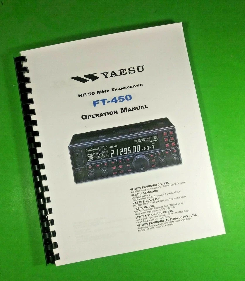 Руководство пользователя для трансивера Yaesu FT-450 50 МГц 104 страницы с прозрачными крышками - Изображение 1 из 1
