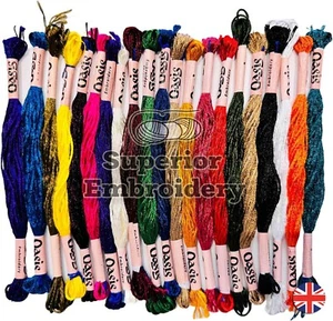 Large Skeins 20 Coloured Hand Embroidery Thread skeins Floss Silk Rayon Stranded - Picture 1 of 9