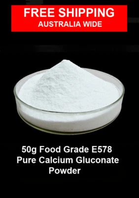 DÉLICES D'OZ 50g Food Grade Pure Calcium Gluconate Powder E578 , Vegan, vegetarian