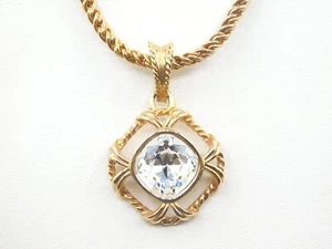 Vintage SWAROVSKI Swan Signed Large Crystal Pave Pendant Long 24" Necklace - Picture 1 of 7