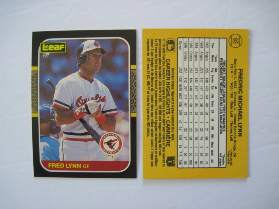FRED LYNN CARDS You Pick TOPPS Fleer Donruss Leaf Panini 1980 to 2015 - Image 1 of 1