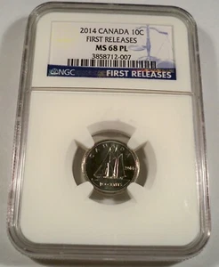 2014 NGC MS68 PL CANADA DIME BLUENOSE 10c MS 68 PROOF LIKE - Picture 1 of 5
