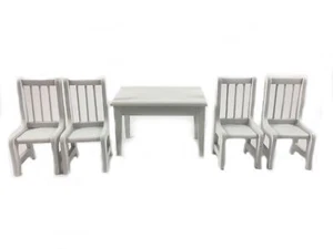 Dolls House White Table & Chairs Miniature Kitchen Dining Room Furniture Set - Picture 1 of 8
