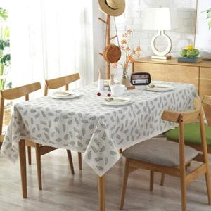 Rectangular Cotton Linen Lace Leaves Tablecloth For Dinner Picnic Table Cloth Bu - Picture 1 of 7