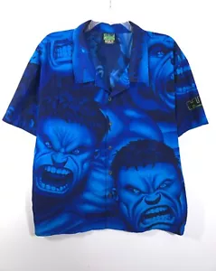 Vintage 2002 Marvel Incredible Hulk AOP SS Button Up Shirt Movie Promo Size L - Picture 1 of 14