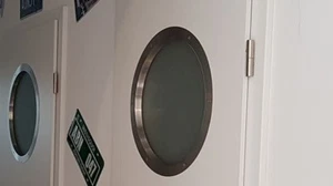 Türbullauge 25cm Edelstahl gebürstet "Milchglas" Bullauge Rundfenster - Bild 1 von 8