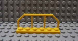 LEGO One YELLOW Modified Plate with Rail TRAIN WAGON END Fence Bridge Barricade - Picture 1 of 2