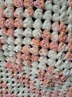  New handmade Large crochet chunky baby blanket, 32" Square chenille Peach/cream