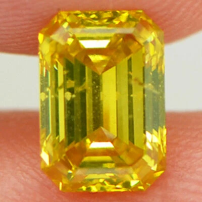 Loose Emerald Shape Diamond Fancy Yellow Color 1.23 Carat SI1 Certified Enhanced - Image 1 of 4