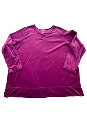 Sudadera de terciopelo Woman Within para mujer talla 1X pulóver fucsia manga larga Foto 1 de 4