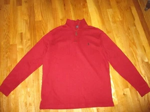 Men's POLO Ralph Lauren Cranberry Red 1/4 Zip Mock Pullover Sweatshirt Sweater L - Picture 1 of 7