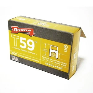 5 BOX ARROW T59 Insulted STAPLE RG6 RG59 Cable Wire 1500 Black Staples USA MADE - Picture 1 of 1